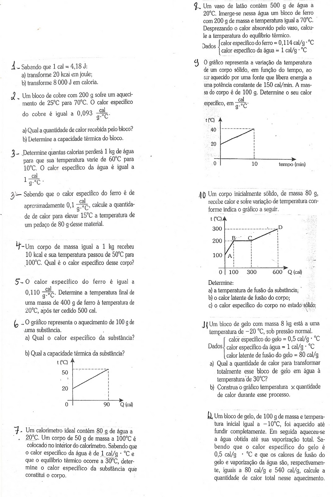 Exercicios De Fisica 2 Ano Ensino Medio Calorimetria