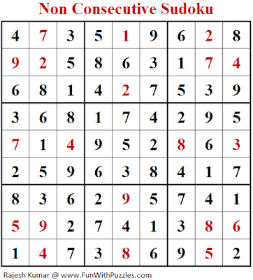 Answer of Non Consecutive Sudoku Puzzle (Fun With Sudoku #333)