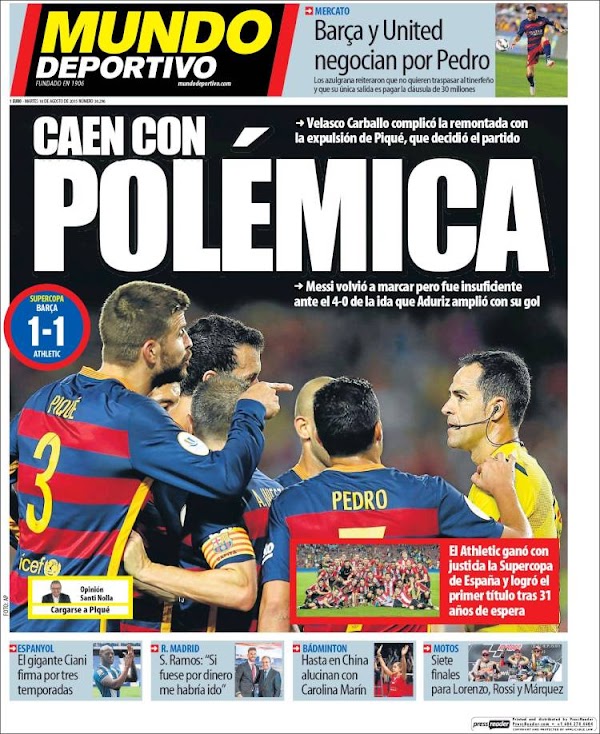 FC Barcelona, Mundo Deportivo: "Caen con polémica"