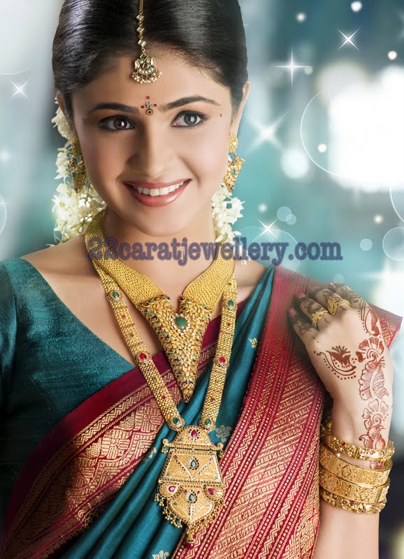 Models in Gold Bridal South Indian Traditional Jewellery with Enamel ...