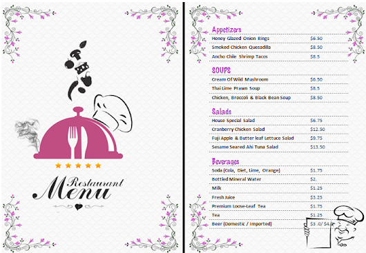 plantillas para menus de restaurantes editables en word gratis