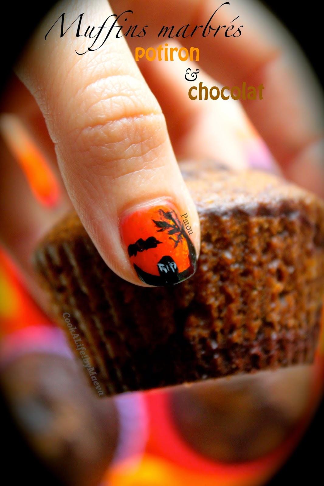 Muffins marbrés potiron & chocolat { et nail-art d'Halloween by Patou } • Cook A Life! by Maeva