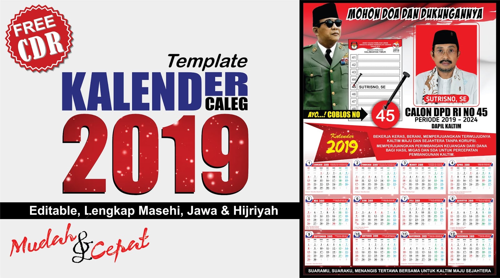 Template Kalender Caleg 2019 TUTORiduan.blogspot.co.id