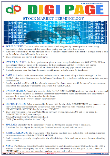 Digi Page - Stock Market Terminology