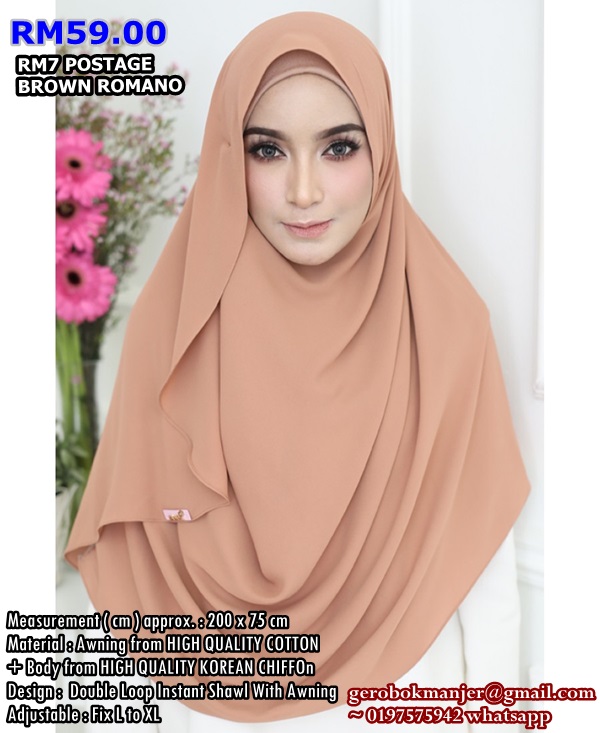 INSTANT SHAWL CHIFFON 2 LOOP ROSSY FLARE WITH AWNING