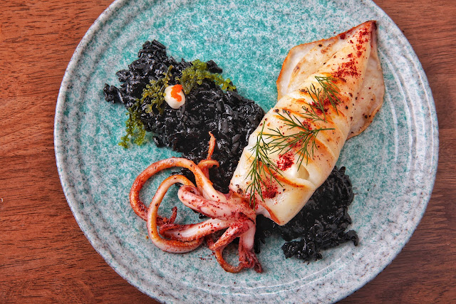 Grilled Squid Stuffed with Feta Foam Grilled Squid Stuffed with Feta Foam