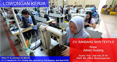 Lowongan Admin Gudang CV Sandang Sari Textile Bandung