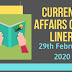 Current Affairs One-Liner: 29th February 2020