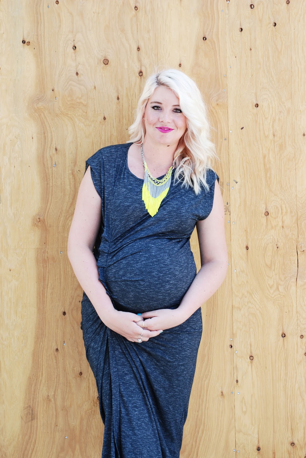 Pregnant Outfit, Fringe Necklace, Blonde Hair