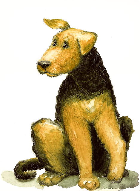 © Angela Kommoß "Airedale Terrier" 2012 Kinderbuchillustration Hund, children's book illustration, dog
