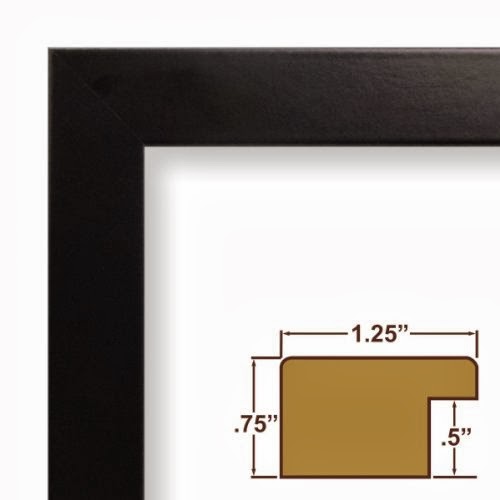 16×19 Solid Black custom size complete picture frame