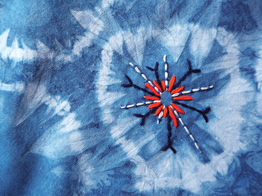 Indigo dye shibori techniques embroidery kantha