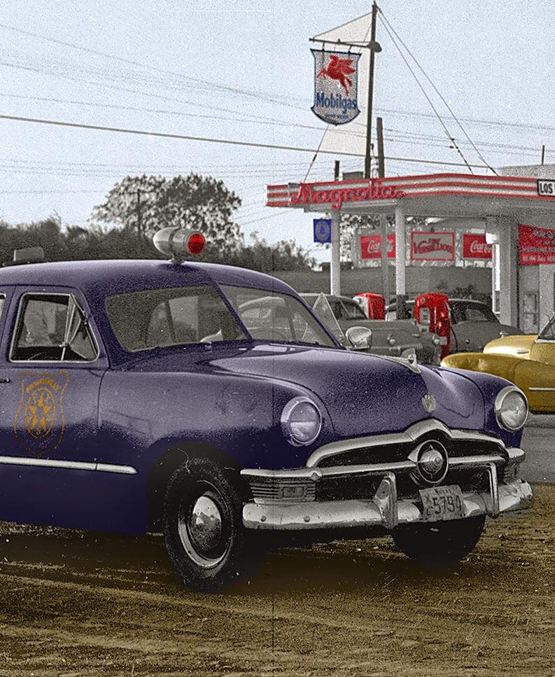 Brownsville Station c1950 Police Car near Boca Chica Blvd and Paredes Ln