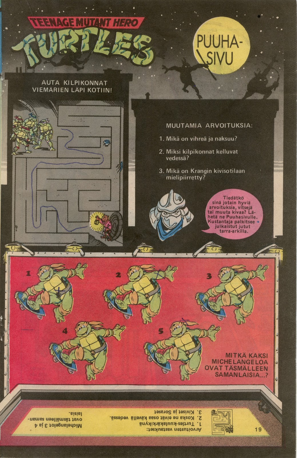 squer's TMNT Collection: 1991-1993 RANDOM SCANS FROM FINNISH TMHT COMICS