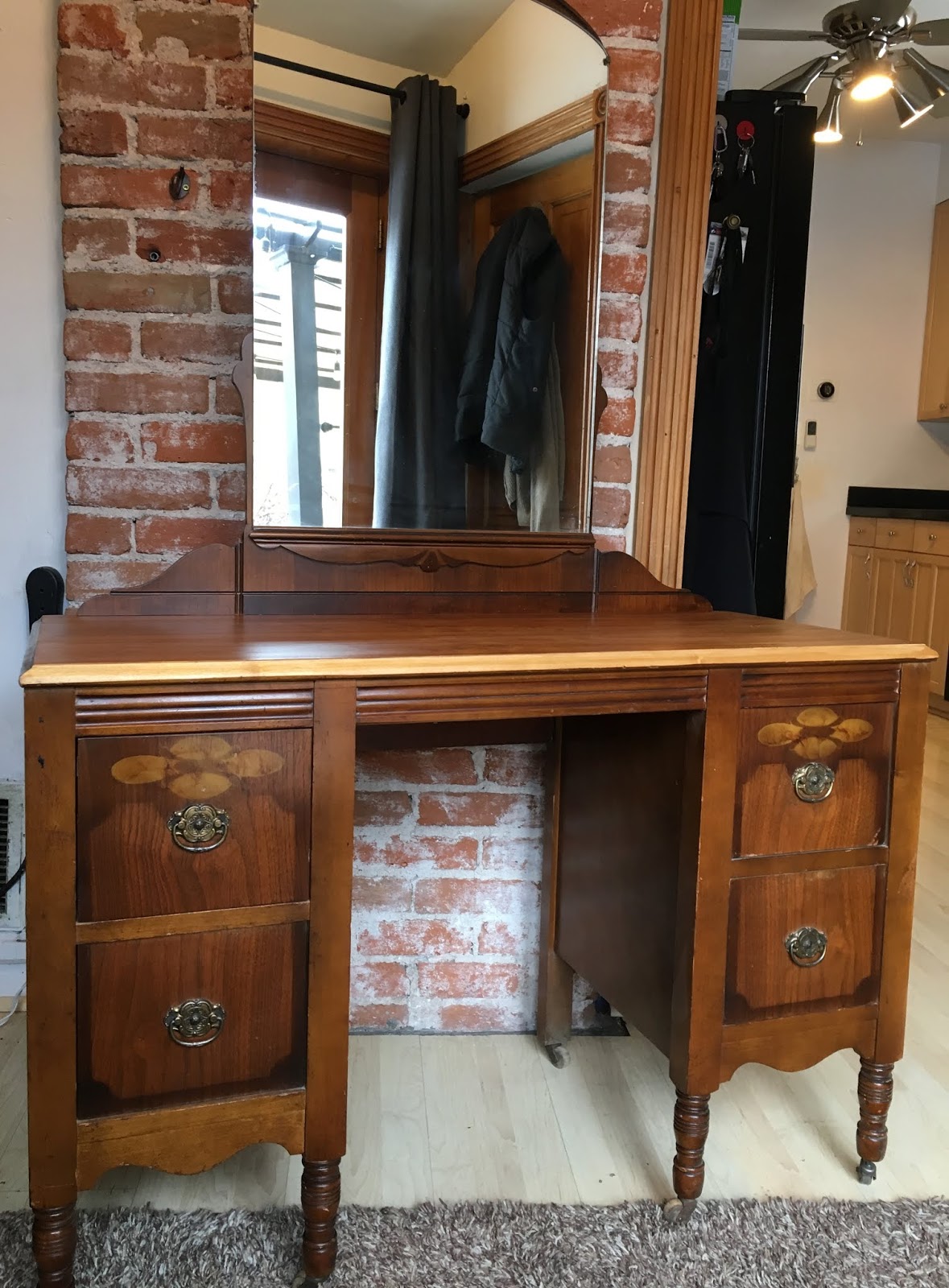 Circa Modern Walnut Antique Vanity Desk Sold