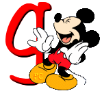 Alfabeto de Mickey Mouse en diferentes posturas y vestuarios g.