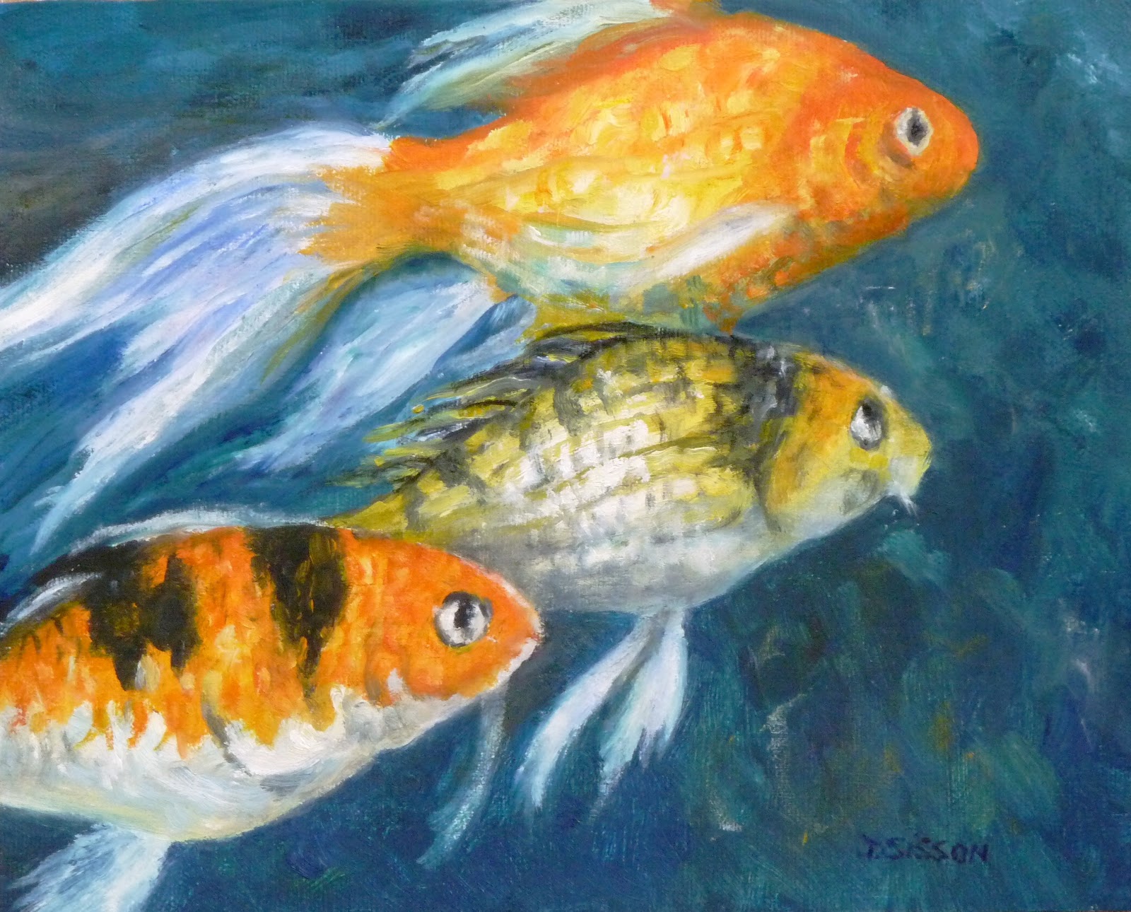 Daily Painting Projects Goldfish Oil Painting Fish Art Portrait Sea Animals Aquarium Ocean