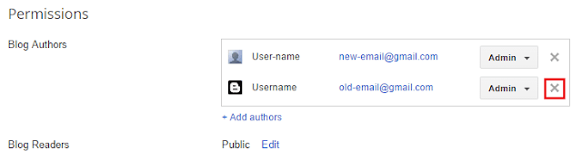 removing old blogger email address