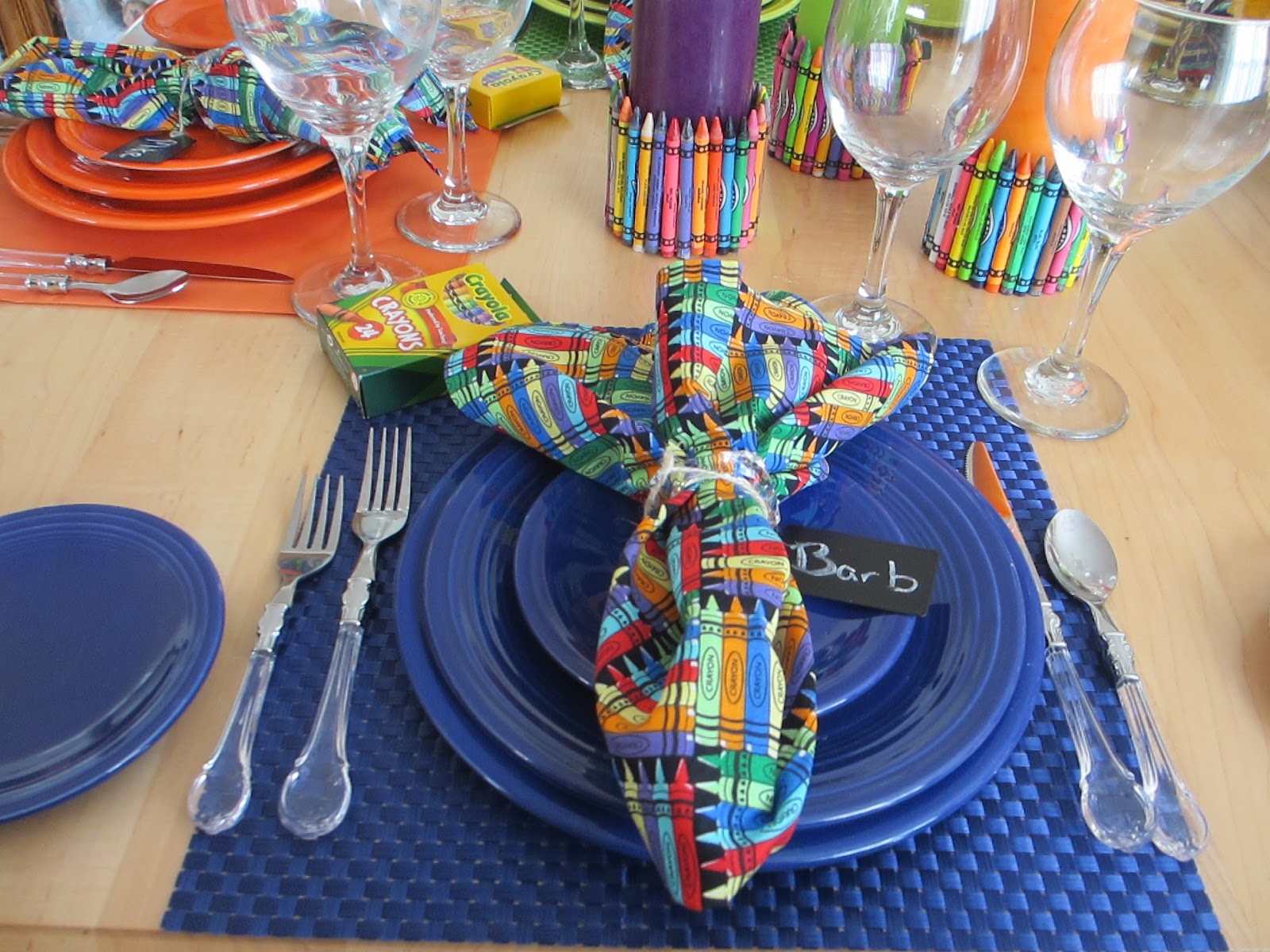 The Guest Fiesta(ware) and Crayons Tablescape