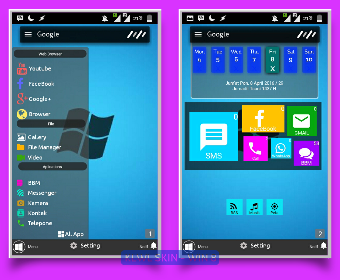 Mempercantik tampilan homescreen android menggunakan aplikasi KLWP