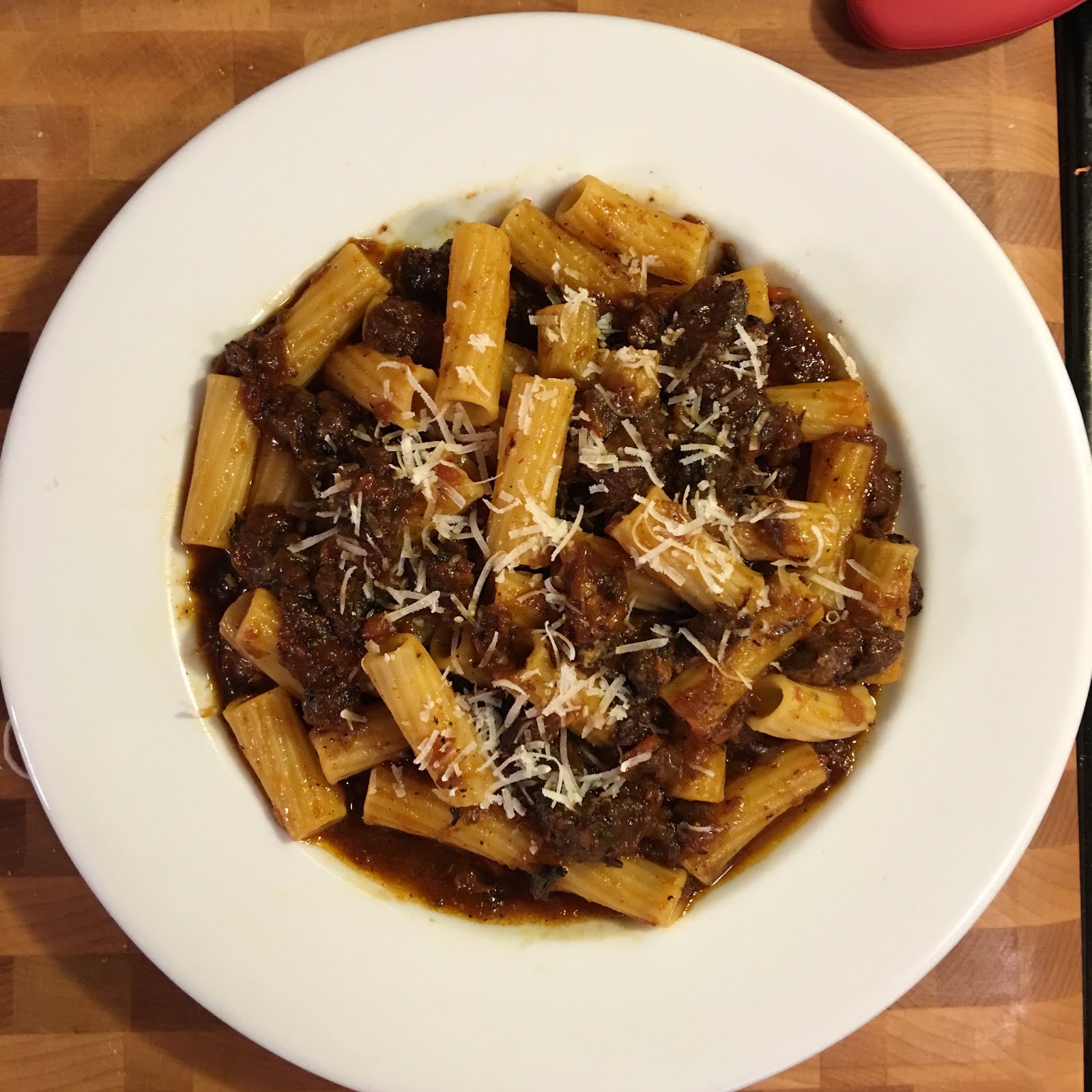 Pasta alla Genovese Slow simmered pork and onion meat sauce over