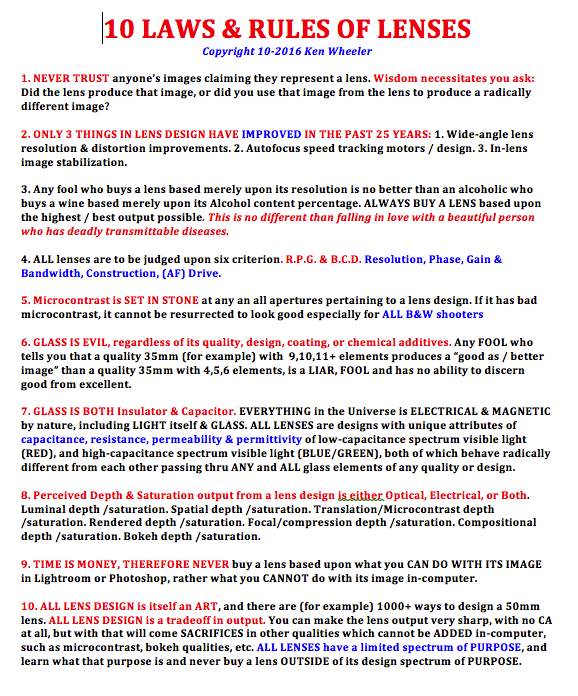 Photography with Applied Logic & Wisdom 10 LAWS OF PHOTOGRAPHY & 10 RULES OF LENSES