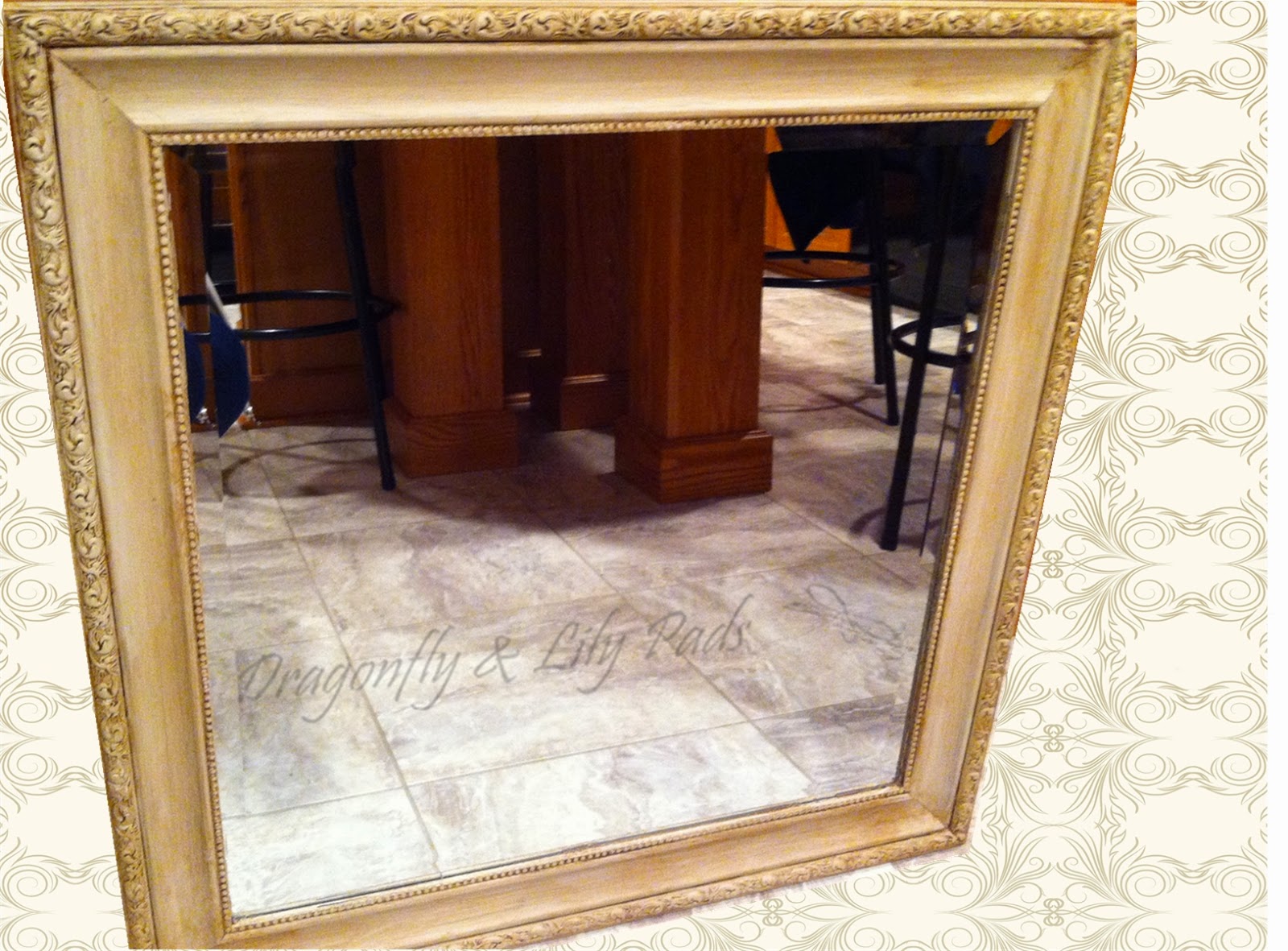After of Pretty Painted Mirror, Chalky Paint, Brown Wax, Finished.
