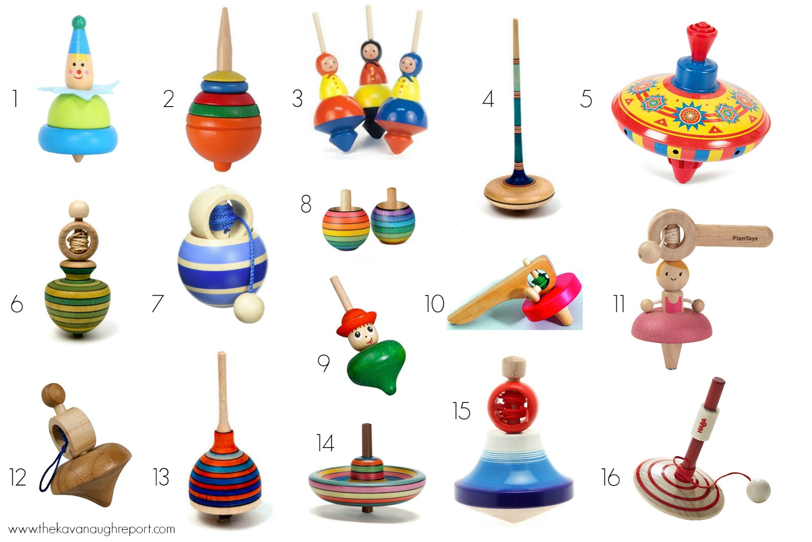 Wooden Spinning Top Kids Educational Toys Traditional Princess Spinning Top 