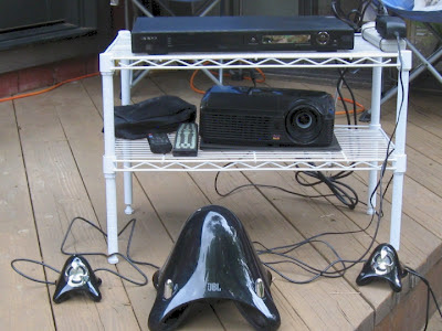 Backyard movie equipment set-up