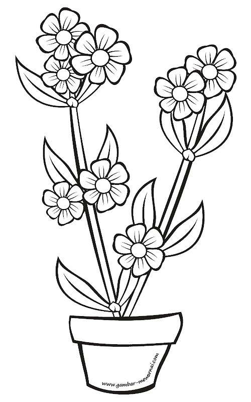 gambar mewarnai bunga dalam pot