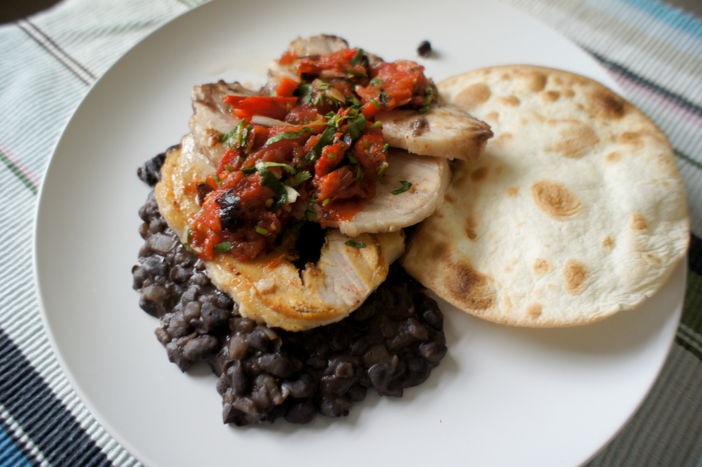 Hollow Legs Smoked Pork with Black Beans & Roasted Salsa
