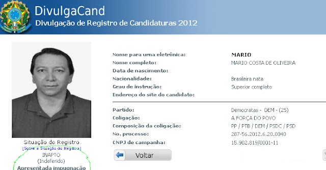 Mário Oliveira tem candidatura a prefeito impugnada pela justiça eleitoral!
