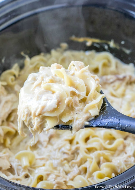 Crock Pot Chicken and Noodles recipe from Served Up With Love