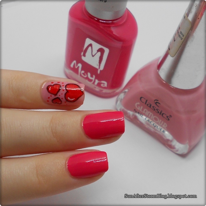 Unghii roz cu inimioare pentru Valentine's Day (Tutorial) ~ Sun after Storm