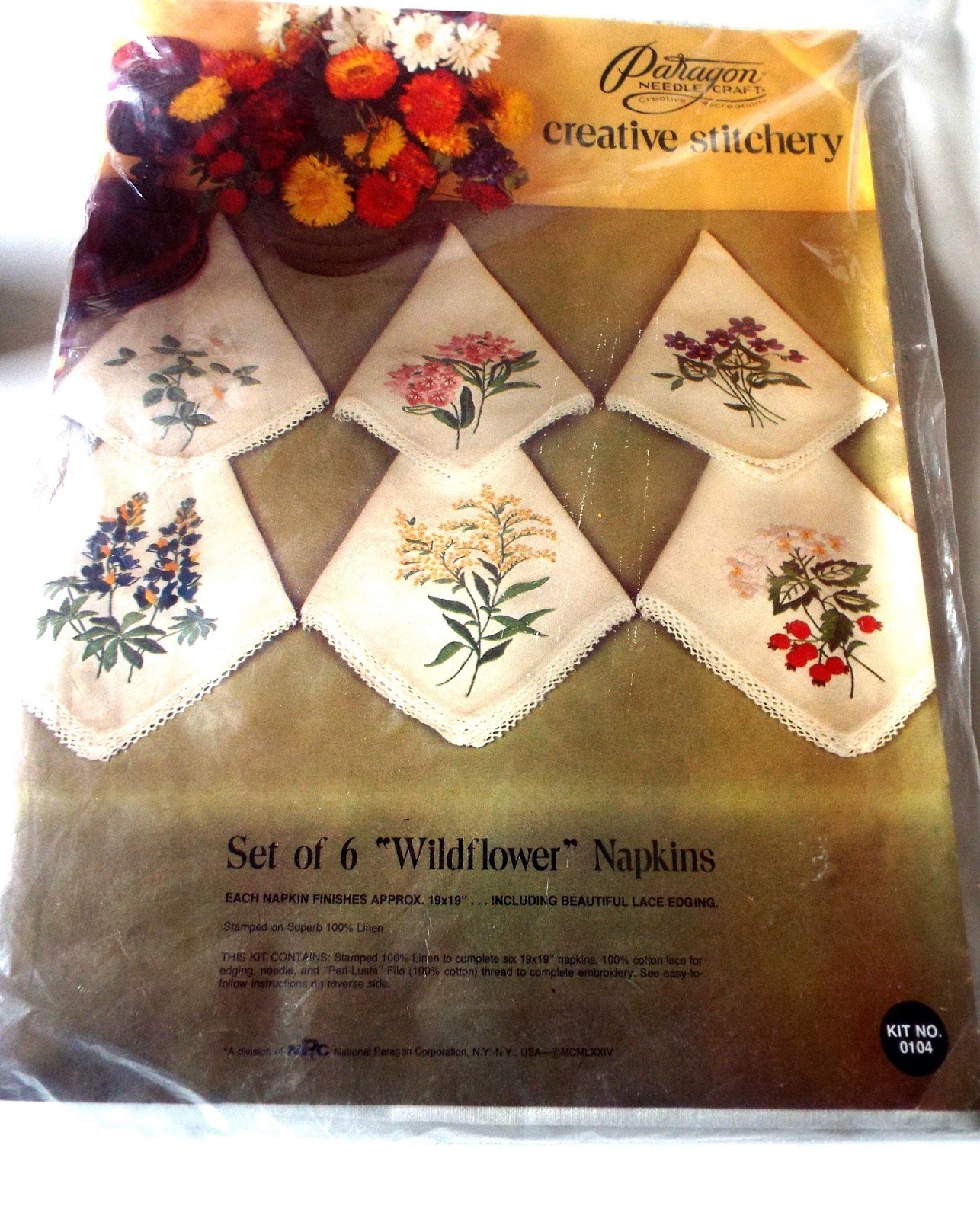 The Incredible World Of eBay Vintage Paragon Wildflower Napkins Crewel