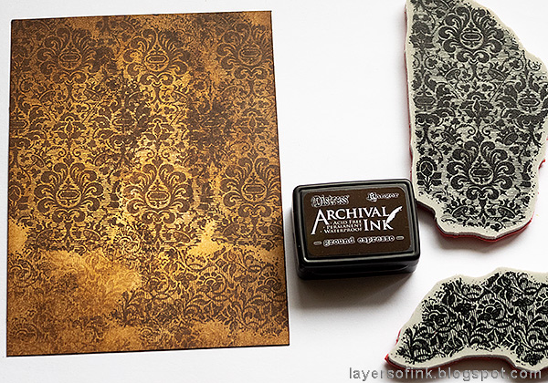 Layers of ink - Inky Blossoms Card Tutorial by Anna-Karin Evaldsson. Stamp with Tim Holtz Fragments stamp.