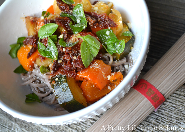 Soba Noodles with Roasted Vegetables & Sun Dried Tomatoes