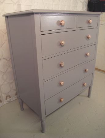 Blue Lamb Furnishings Gray Vintage Dresser W Copper Knobs Sold