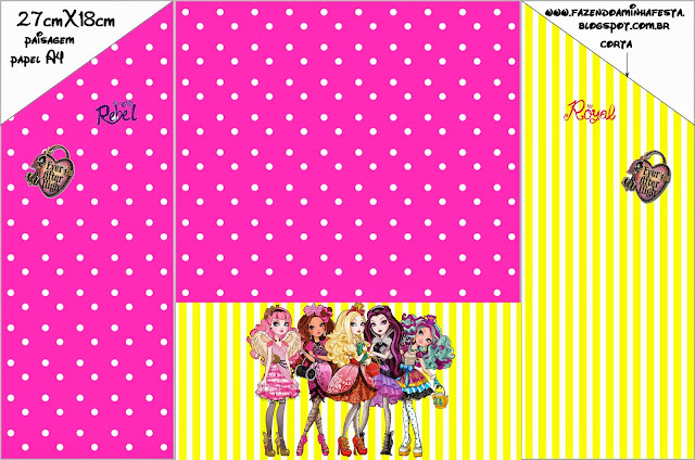 Ever After High Amarillo y Rosa: Invitaciones para Imprimir Gratis.