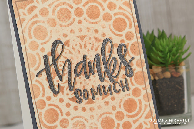 Thanks So Much Card by Juliana Michaels featuring Ranger Ink Letter It™ Perfect Pearls and Heat Embossing