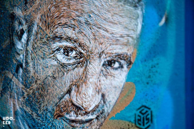 French street artist C215 visits London installing a series Stencil Portraits across the city