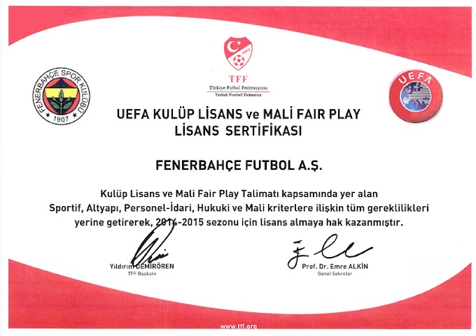 Fenerbahçe spor kulübü UEFA lisansı aldı