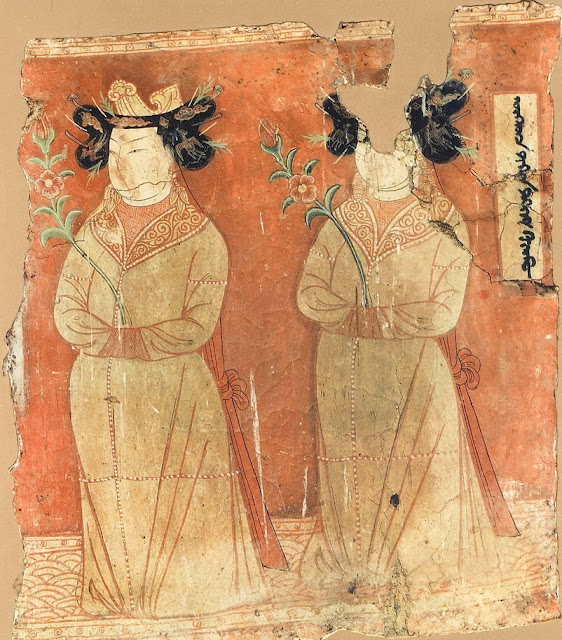 Bağışcı Uygur Prensesleri, Bezeklik, 9. Tapınak, 9. yüzyıl, 66 x 57 cm, Berlin Staatliche Müzesi