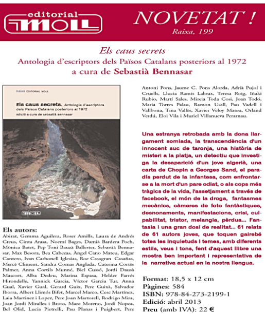 Diari de Balears | Can Alcover acull dimarts la presentació del llibre 'Els caus secrets', antologia on he participat
