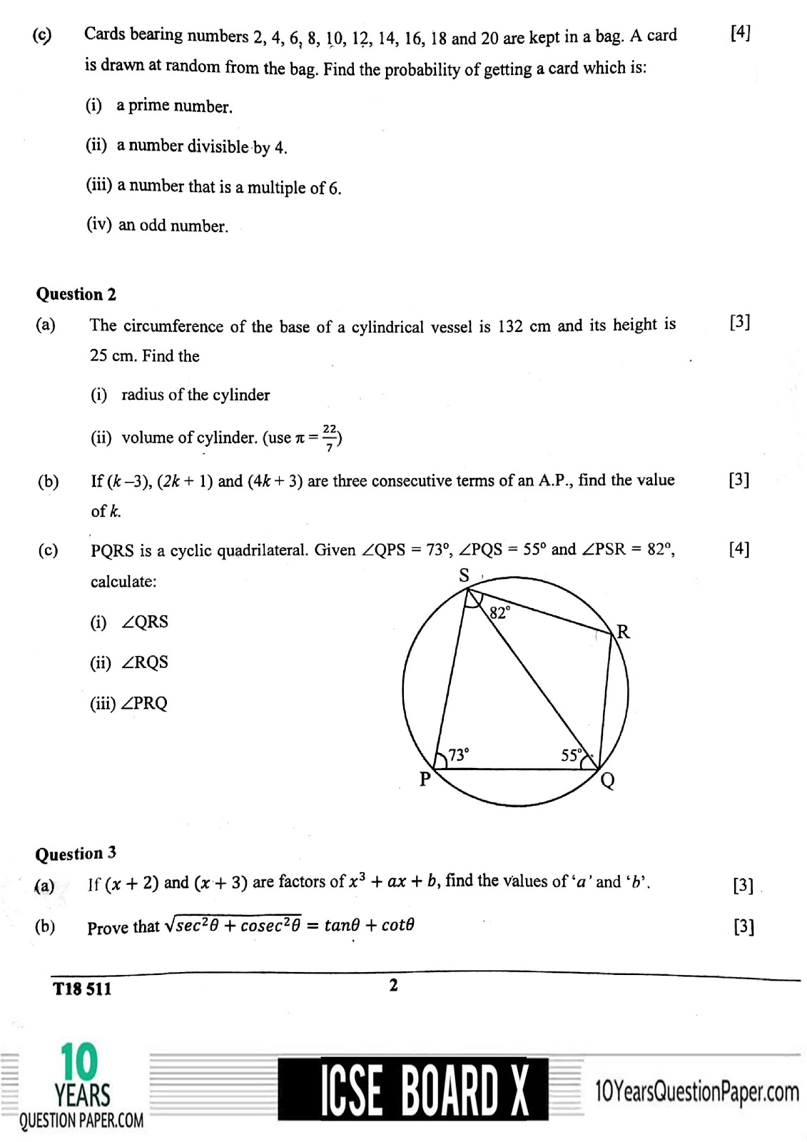 ICSE class 10 Mathematics board question paper Download ICSE Board 2018 Mathematics Question paper page-02