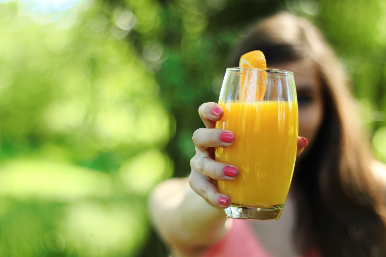 A glass of fresh orange juice is the best way to start your day.