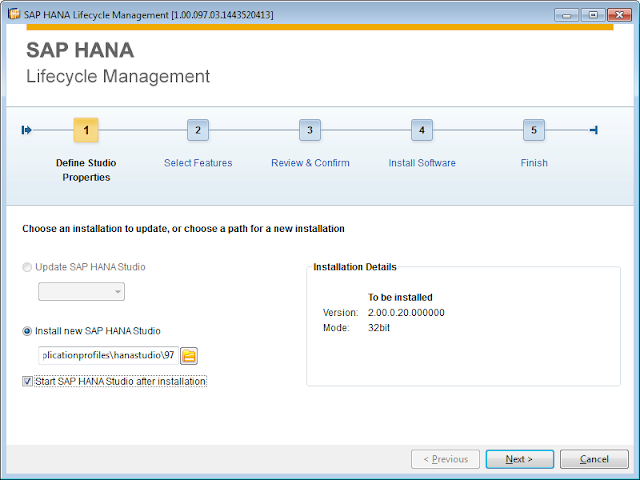 Location where you want the HANA Studio to be installed