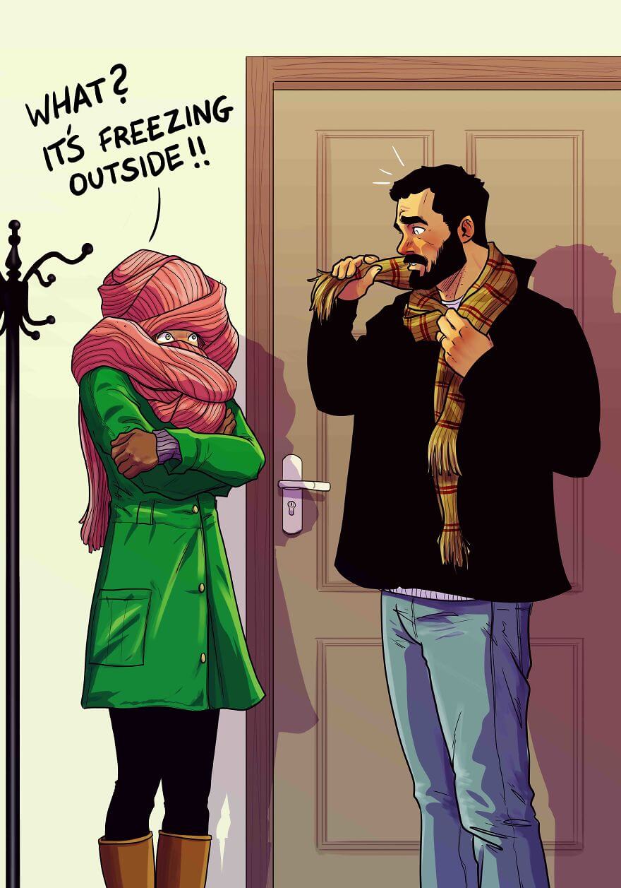 70 Fascinating Illustrations Of A Married Couple's Everyday Life