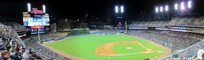 night game at comerica park, detroit tigers, stadium, panorama