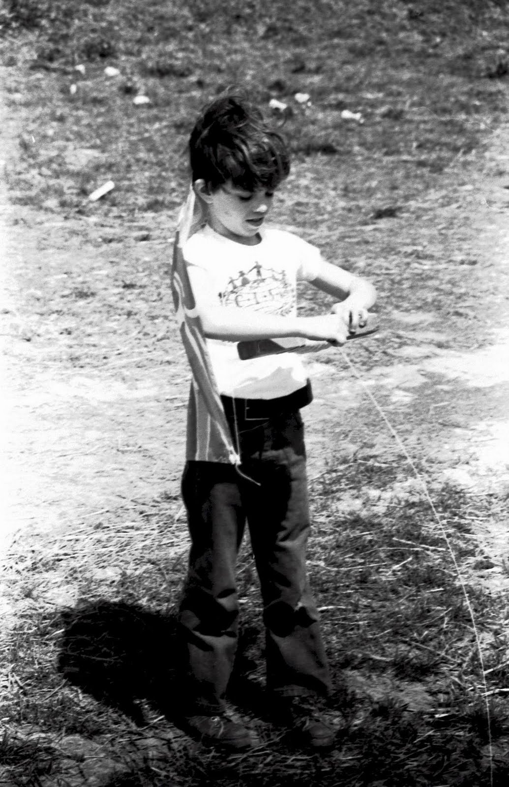 Bowie Living Flying Kites at Allen Pond, April, 1973